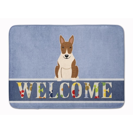 Carolines Treasures Bull Terrier Brindle Welcome Machine Washable Memory Foam Mat BB5718RUG